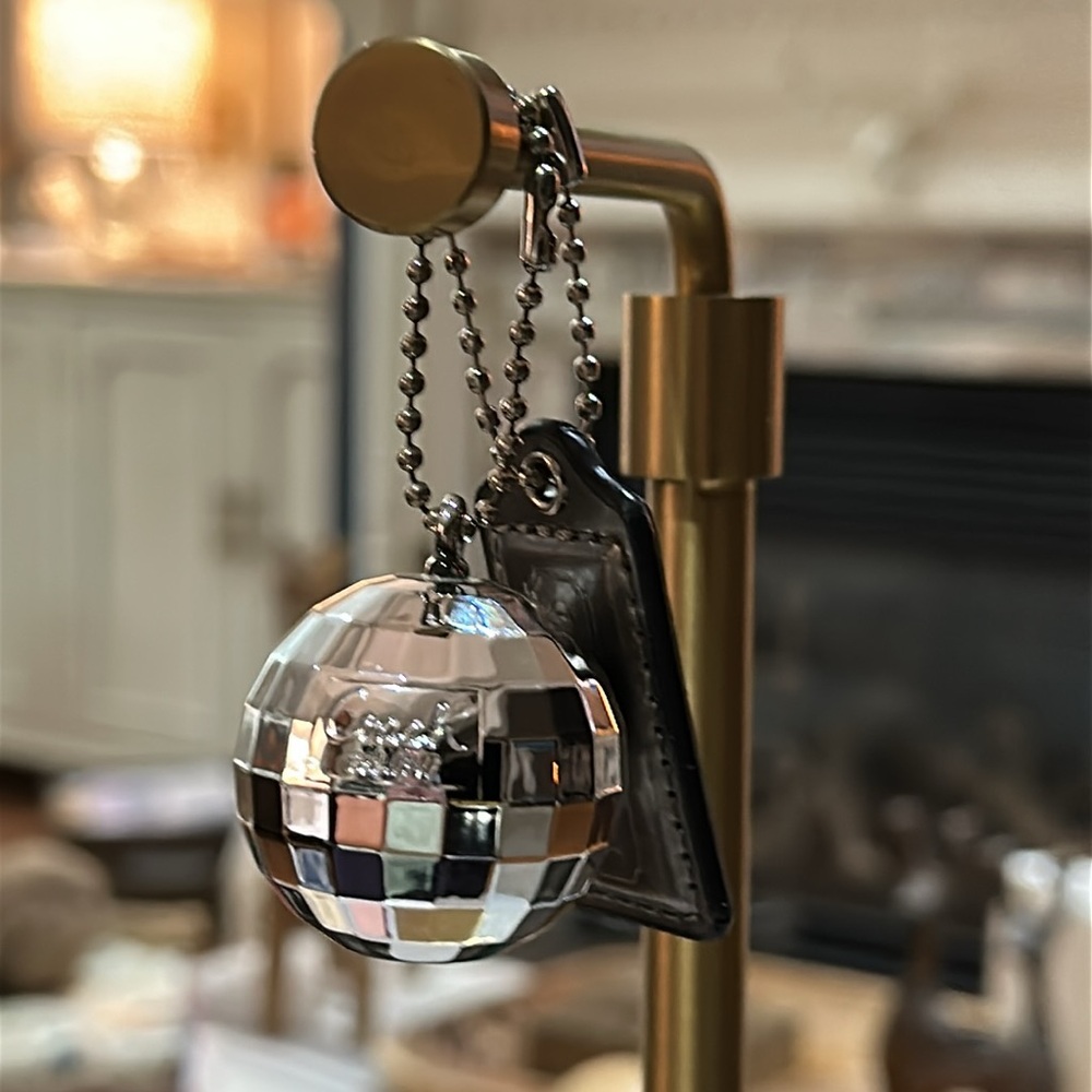 RARE Authentic Coach Disco Ball Bag Charm w/Metallic Patent Leather Hangtag - Picture 2 of 16